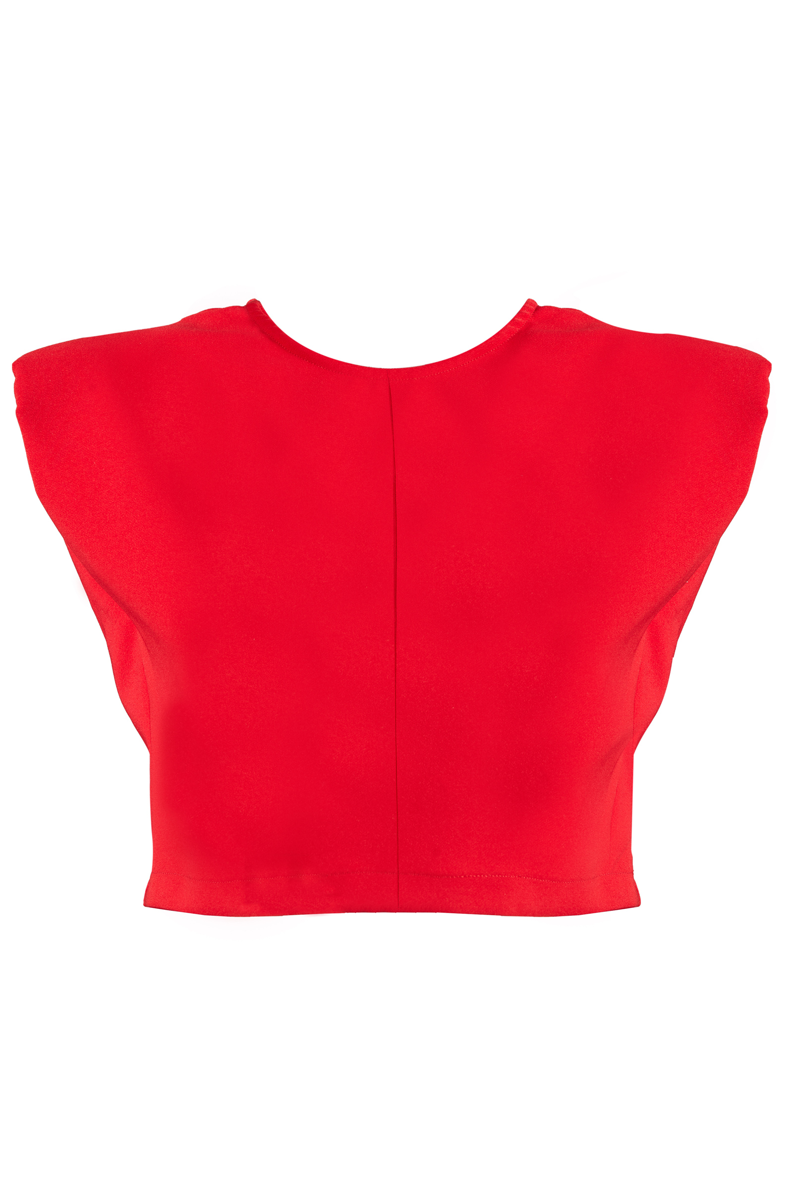 Red crepe sleeveless crop top