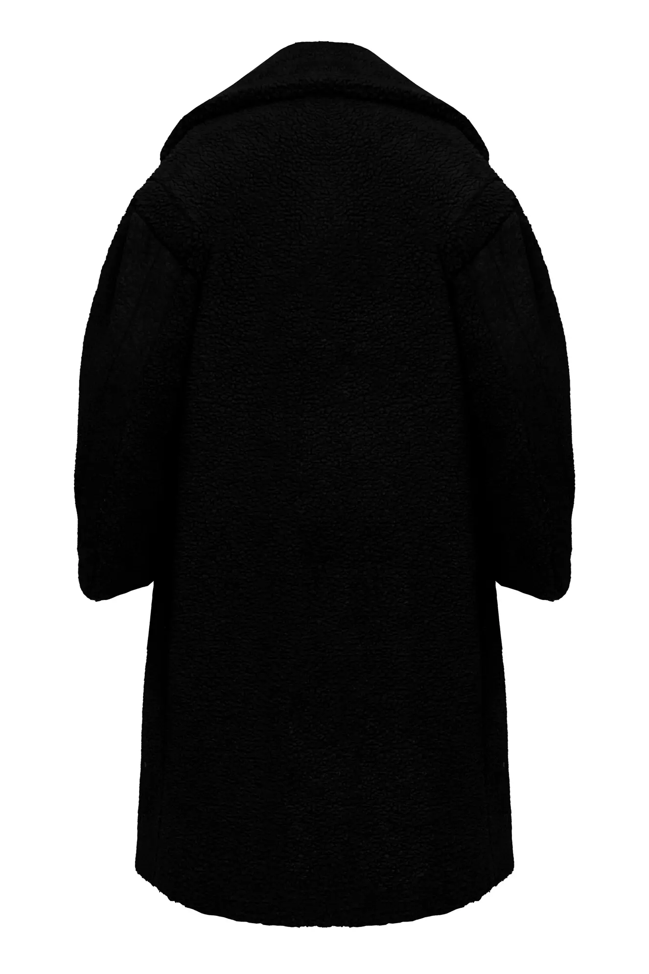 Black teddy bear long sleeve maxi coat