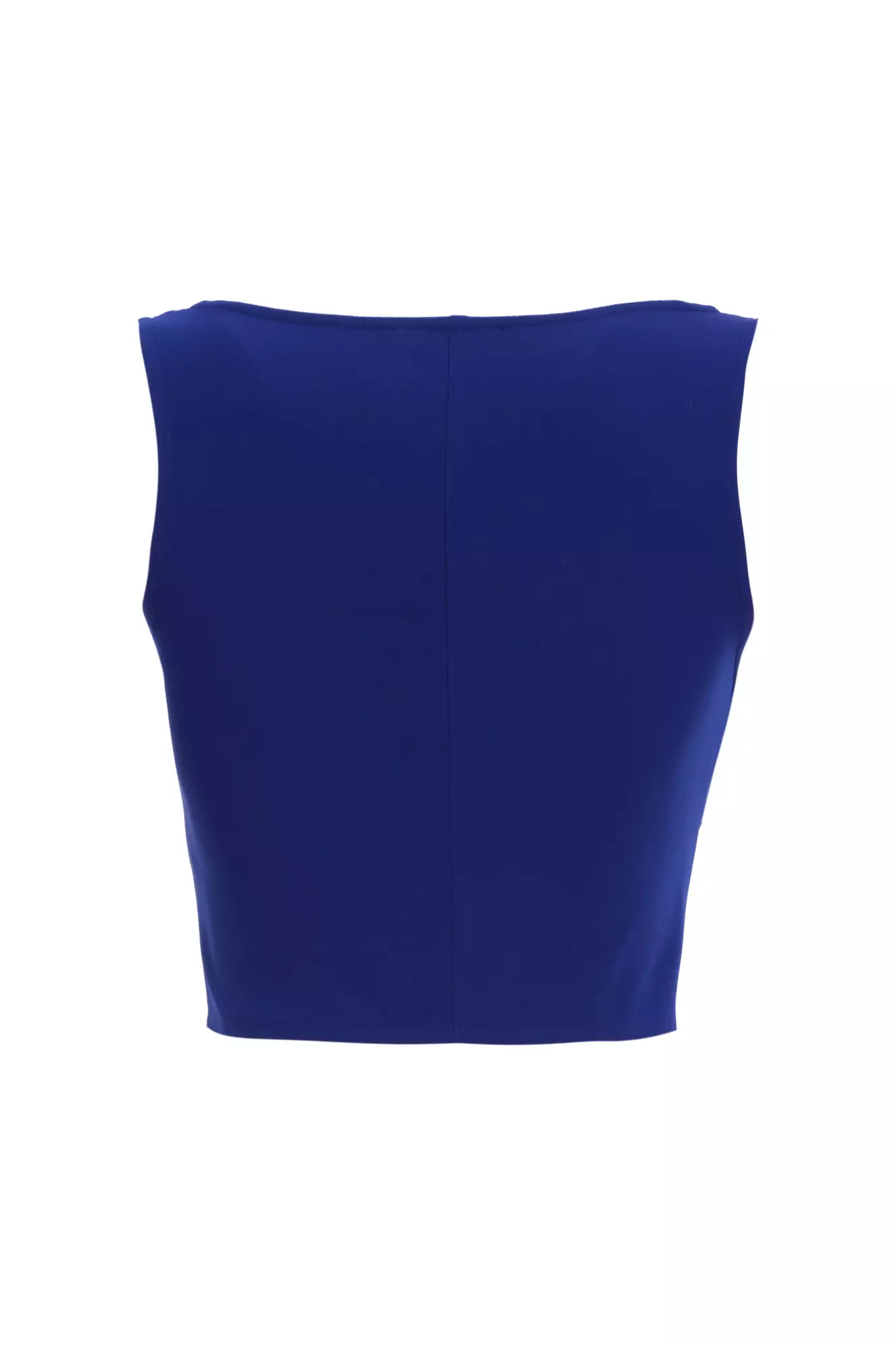 Blue knitted sleeveless crop top