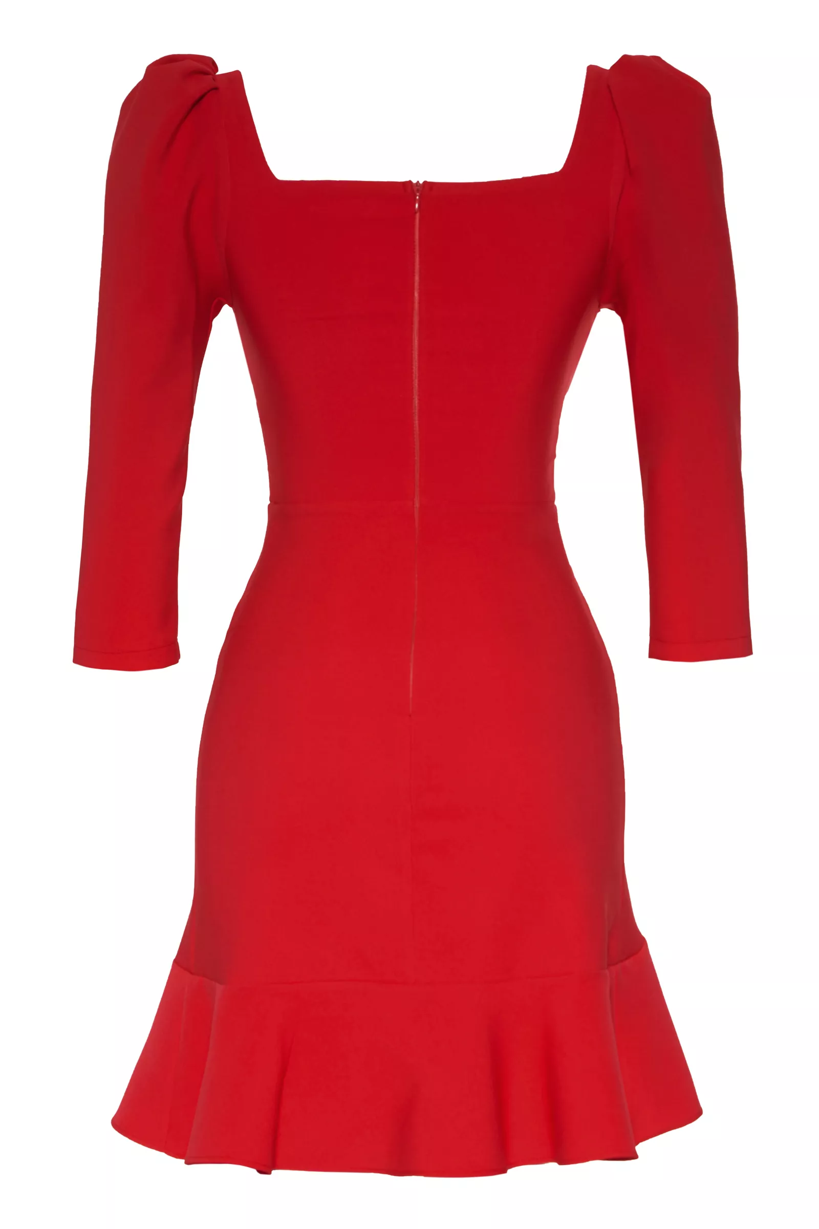 Red crepe 3/4 sleeve mini dress