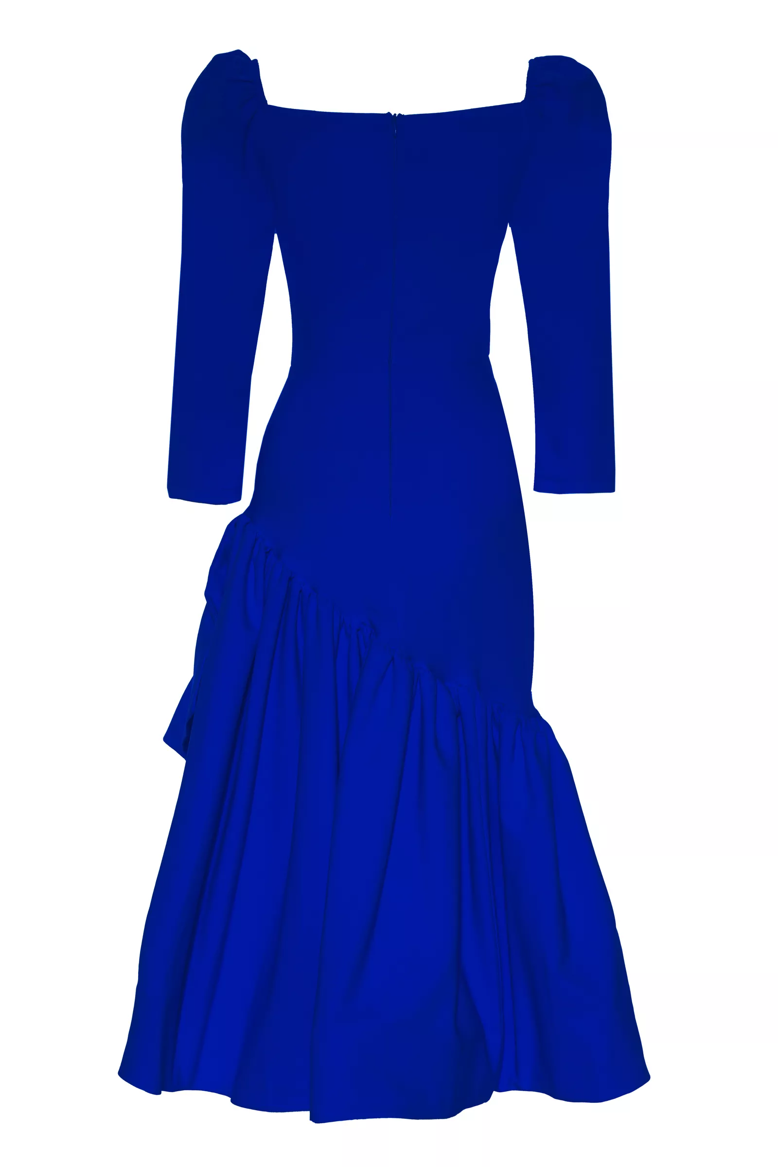 Blue Crepe 3/4 Sleeve Maxi Dress